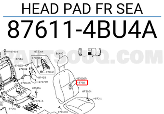 Nissan 876114BU4A HEAD PAD FR SEA