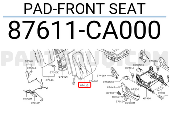 Nissan 87611CA000 PAD-FRONT SEAT