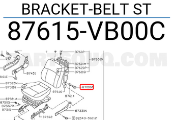 Nissan 87615VB00C BRACKET-BELT ST
