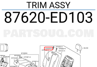 Nissan 87620ED103 TRIM ASSY