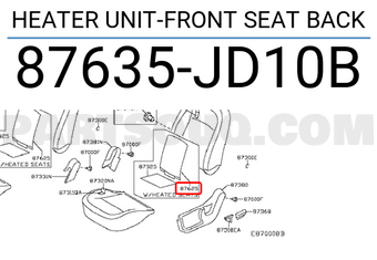 Nissan 87635JD10B HEATER UNIT-FRONT SEAT BACK