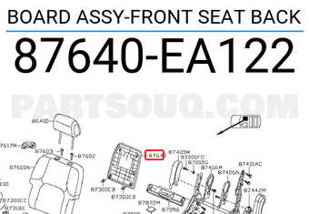 Nissan 87640EA122 BOARD ASSY-FRONT SEAT BACK