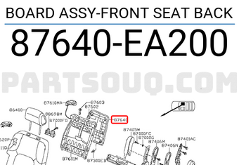 Nissan 87640EA200 BOARD ASSY-FRONT SEAT BACK