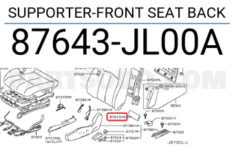 Nissan 87643JL00A SUPPORTER-FRONT SEAT BACK