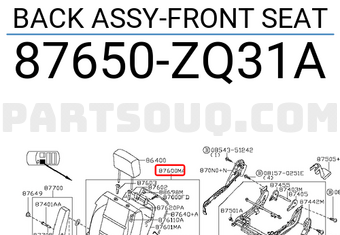 Nissan 87650ZQ31A BACK ASSY-FRONT SEAT