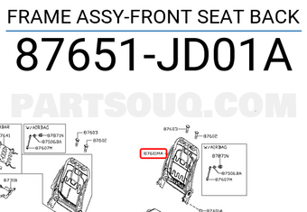 Nissan 87651JD01A FRAME ASSY-FRONT SEAT BACK