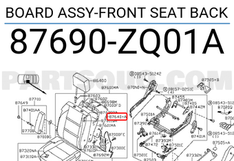 Nissan 87690ZQ01A BOARD ASSY-FRONT SEAT BACK