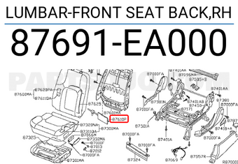 Nissan 87691EA000 LUMBAR-FRONT SEAT BACK,RH