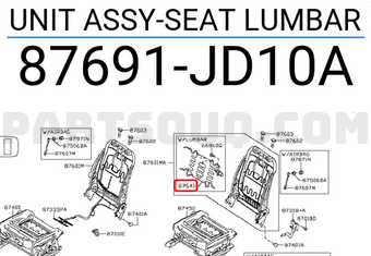 Nissan 87691JD10A UNIT ASSY-SEAT LUMBAR