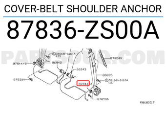 Nissan 87836ZS00A COVER-BELT SHOULDER ANCHOR