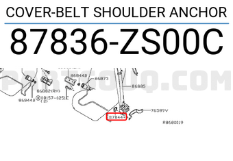 Nissan 87836ZS00C COVER-BELT SHOULDER ANCHOR