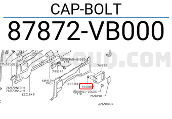 Nissan 87872VB000 CAP-BOLT