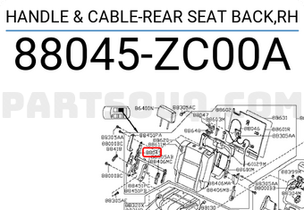Nissan 88045ZC00A HANDLE & CABLE-REAR SEAT BACK,RH