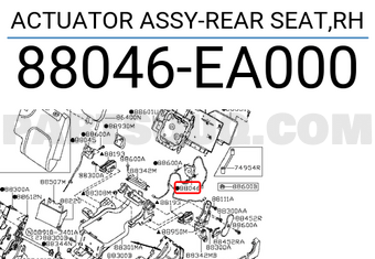 Nissan 88046EA000 ACTUATOR ASSY-REAR SEAT,RH