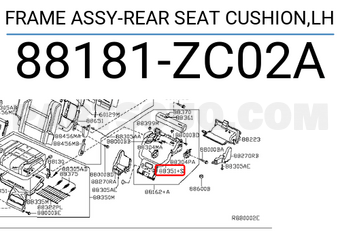 Nissan 88181ZC02A FRAME ASSY-REAR SEAT CUSHION,LH