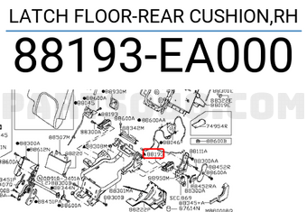 Nissan 88193EA000 LATCH FLOOR-REAR CUSHION,RH