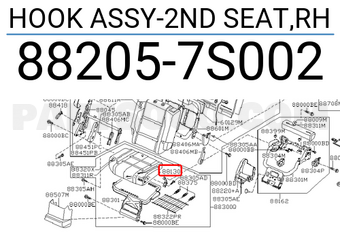 Nissan 882057S002 HOOK ASSY-2ND SEAT,RH