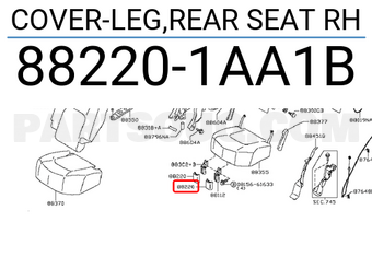 Nissan 882201AA1B COVER-LEG,REAR SEAT RH