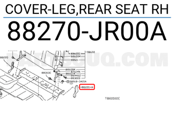 Nissan 88270JR00A COVER-LEG,REAR SEAT RH