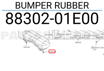 Nissan 8830201E00 BUMPER RUBBER