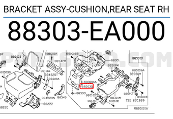 Nissan 88303EA000 BRACKET ASSY-CUSHION,REAR SEAT RH