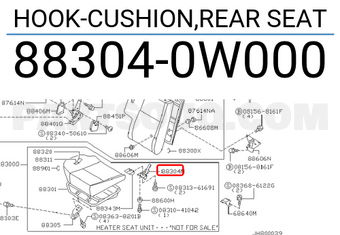 Nissan 883040W000 HOOK-CUSHION,REAR SEAT