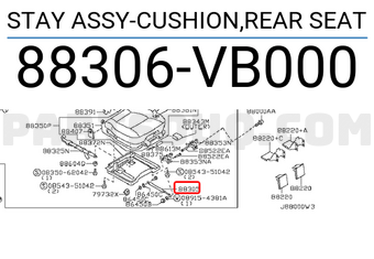 Nissan 88306VB000 STAY ASSY-CUSHION,REAR SEAT