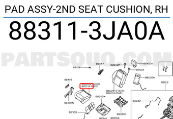 Nissan 883113JA0A PAD ASSY-2ND SEAT CUSHION, RH