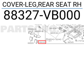 Nissan 88327VB000 COVER-LEG,REAR SEAT RH