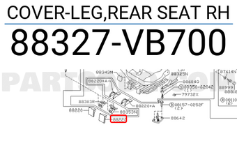 Nissan 88327VB700 COVER-LEG,REAR SEAT RH