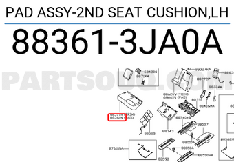 Nissan 883613JA0A PAD ASSY-2ND SEAT CUSHION,LH