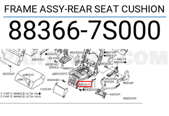 Nissan 883667S000 FRAME ASSY-REAR SEAT CUSHION