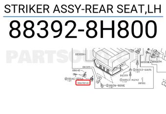 Nissan 883928H800 STRIKER ASSY-REAR SEAT,LH