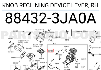 Nissan 884323JA0A KNOB RECLINING DEVICE LEVER, RH