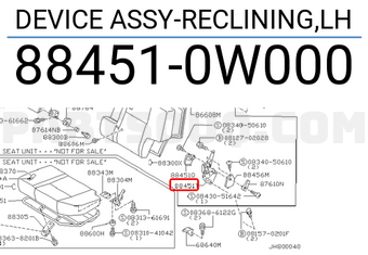 Nissan 884510W000 DEVICE ASSY-RECLINING,LH