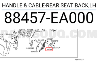 Nissan 88457EA000 HANDLE & CABLE-REAR SEAT BACK,LH