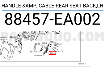 Nissan 88457EA002 HANDLE & CABLE-REAR SEAT BACK,LH