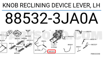 Nissan 885323JA0A KNOB RECLINING DEVICE LEVER, LH