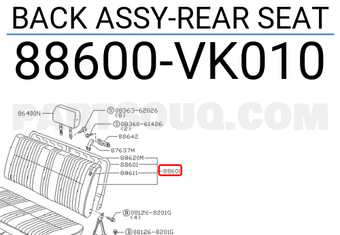 Nissan 88600VK010 BACK ASSY-REAR SEAT