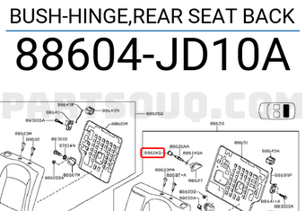 Nissan 88604JD10A BUSH-HINGE,REAR SEAT BACK