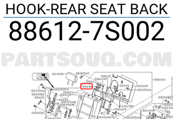 Nissan 886127S002 HOOK-REAR SEAT BACK
