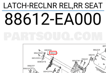 Nissan 88612EA000 LATCH-RECLNR REL,RR SEAT