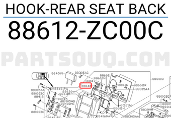 Nissan 88612ZC00C HOOK-REAR SEAT BACK