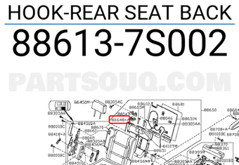 Nissan 886137S002 HOOK-REAR SEAT BACK