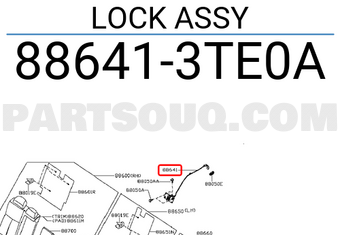 Nissan 886413TE0A LOCK ASSY