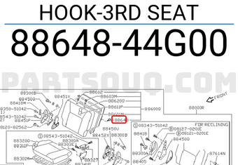 Nissan 8864844G00 HOOK-3RD SEAT