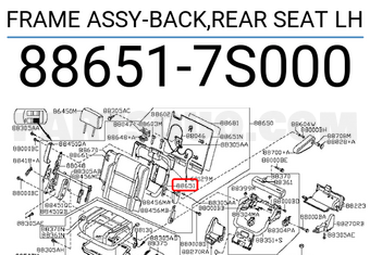 Nissan 886517S000 FRAME ASSY-BACK,REAR SEAT LH