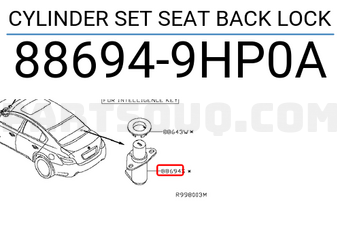 Nissan 886949HP0A CYLINDER SET SEAT BACK LOCK
