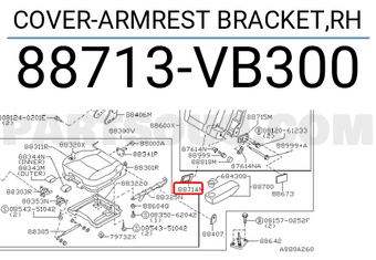 Nissan 88713VB300 COVER-ARMREST BRACKET,RH