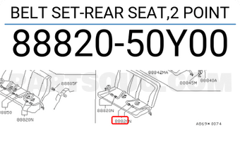Nissan 8882050Y00 BELT SET-REAR SEAT,2 POINT